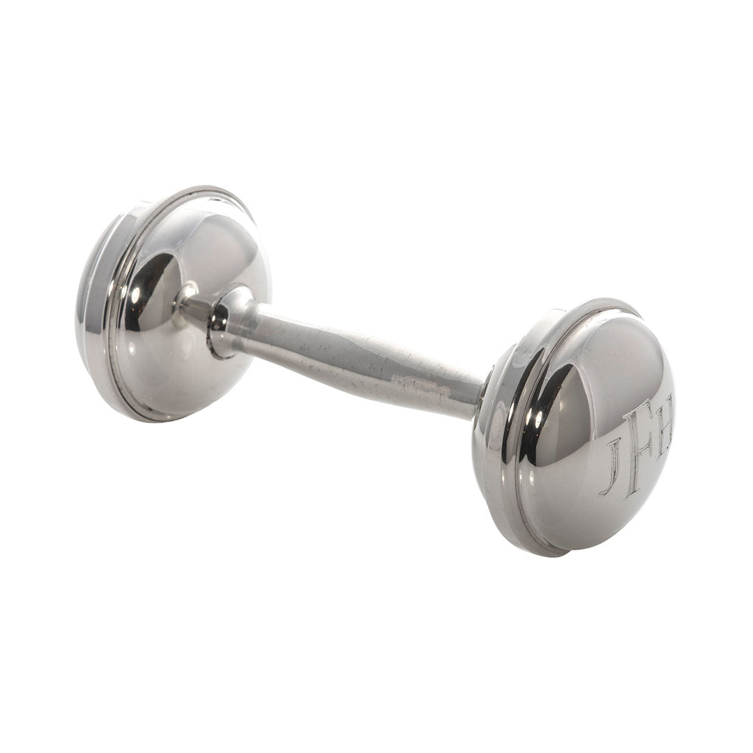 Pewter Dumbbell Baby Rattle