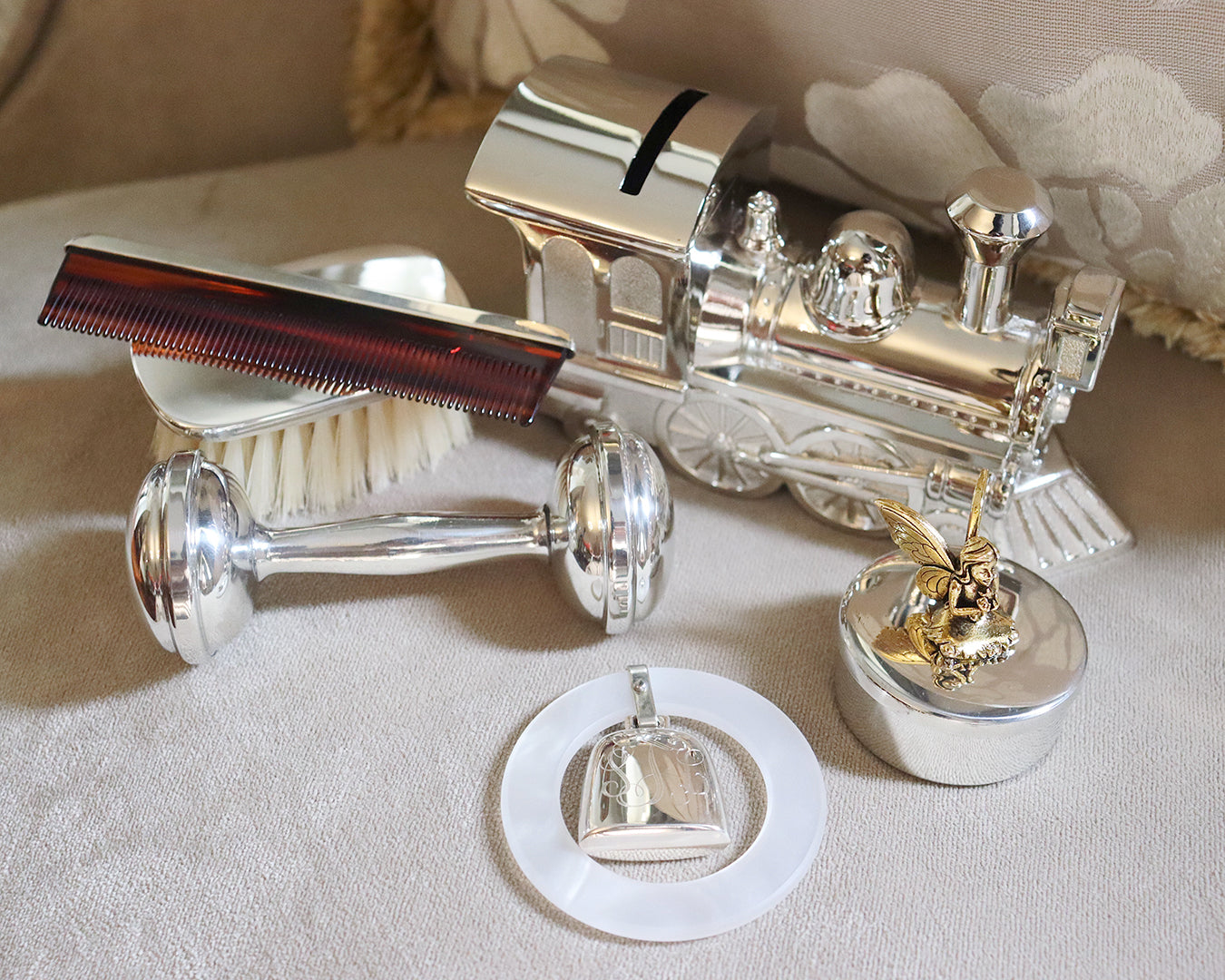 Pewter Dumbbell Baby Rattle