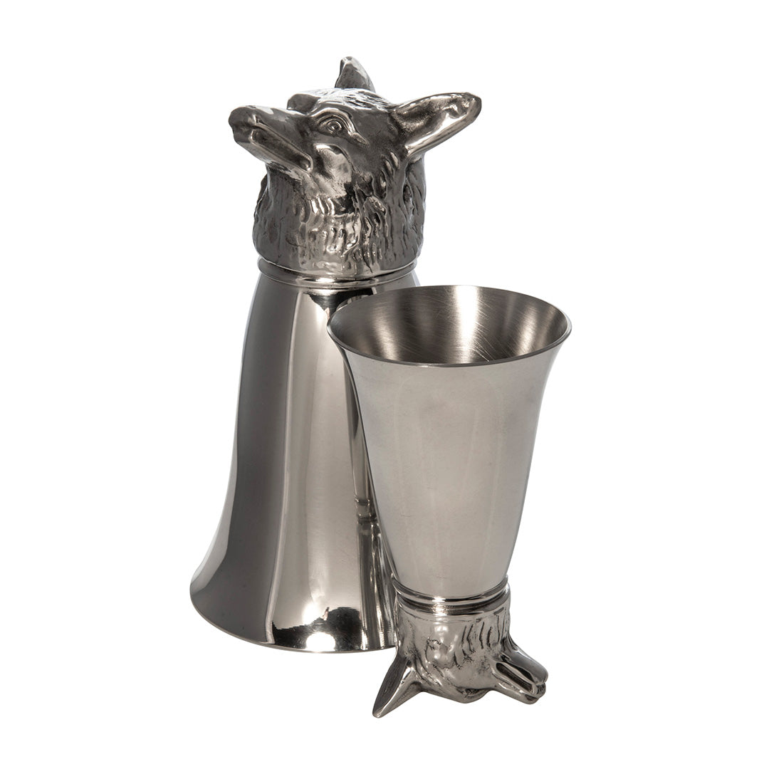 Pewter Fox Stirrup Cup 8oz Jigger 2.5oz