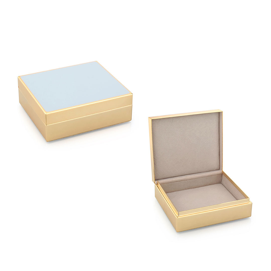 Powder Blue Enamel & Gold Plated Trinket Box