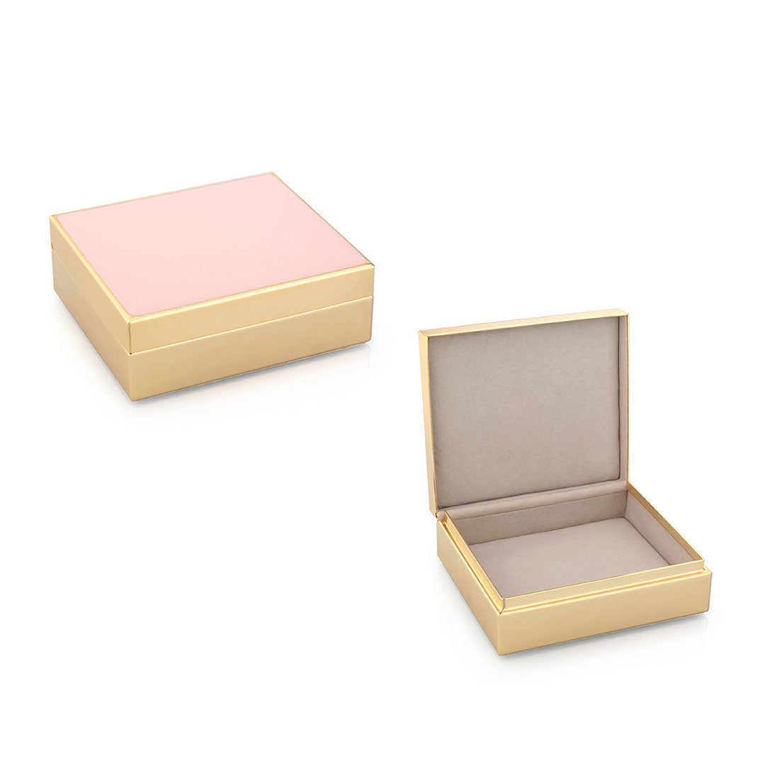 Pale Pink Enamel & Gold Plated Trinket Box