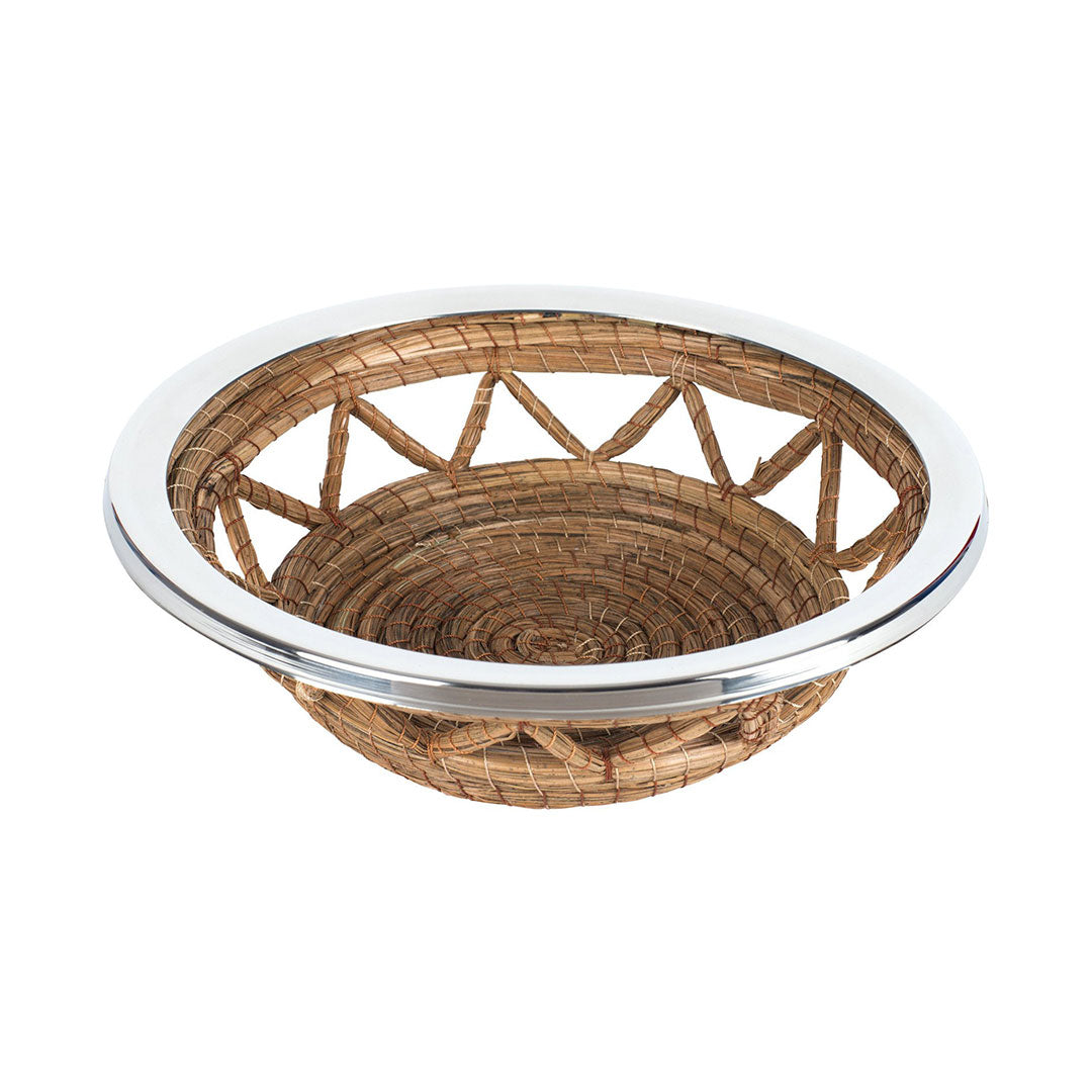 Small Open Braided Pine Needle Angled Basket