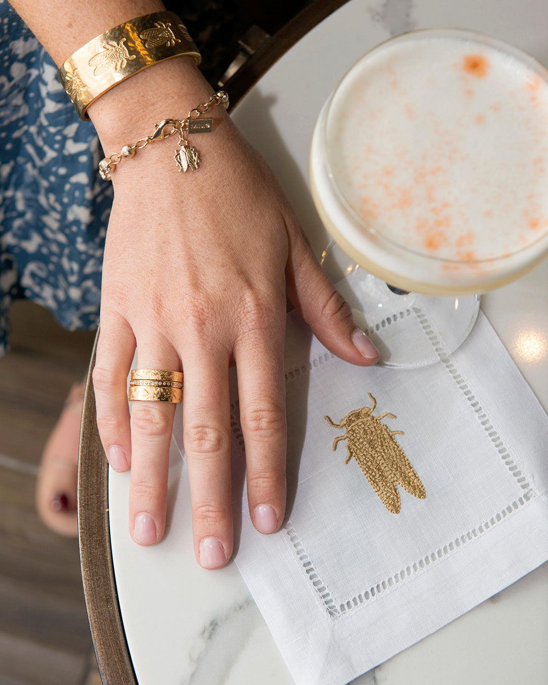 Goldbug Linen Cocktail Napkins Set of 4