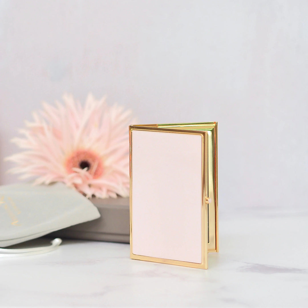 Pastel Pink Enamel & Gold Plated Double Picture Travel Frame