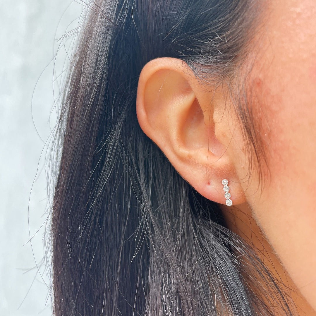 Diamond Bar 14K White Gold Stud Earrings