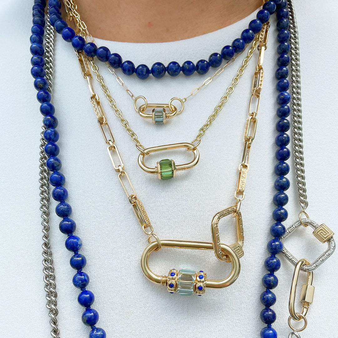 Marla Aaron 14K Gold Aquamarine Baguette Baby Lock