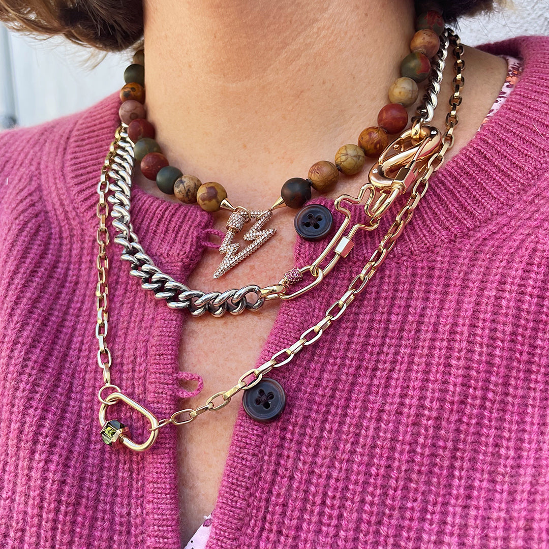 Marla Aaron 14K Gold Pink Sapphire Stoned Baby Lock