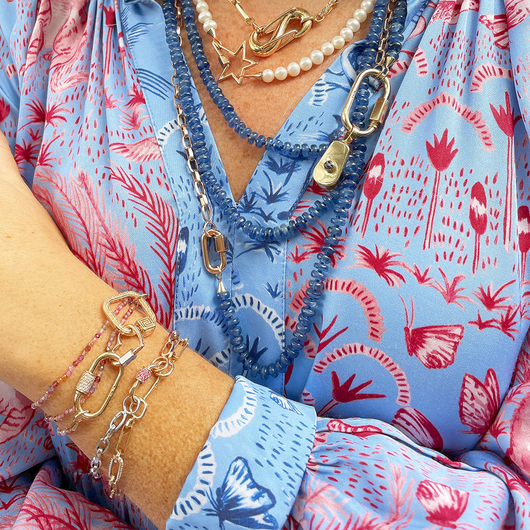 Marla Aaron 14K Gold Pink Sapphire Stoned Baby Lock