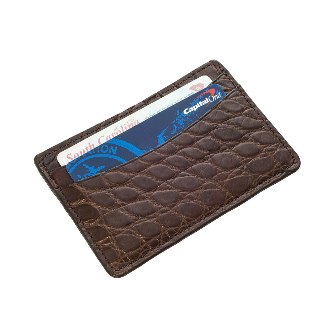 George Campsen Original Matte Dark Brown Alligator Men's Card Holder Case