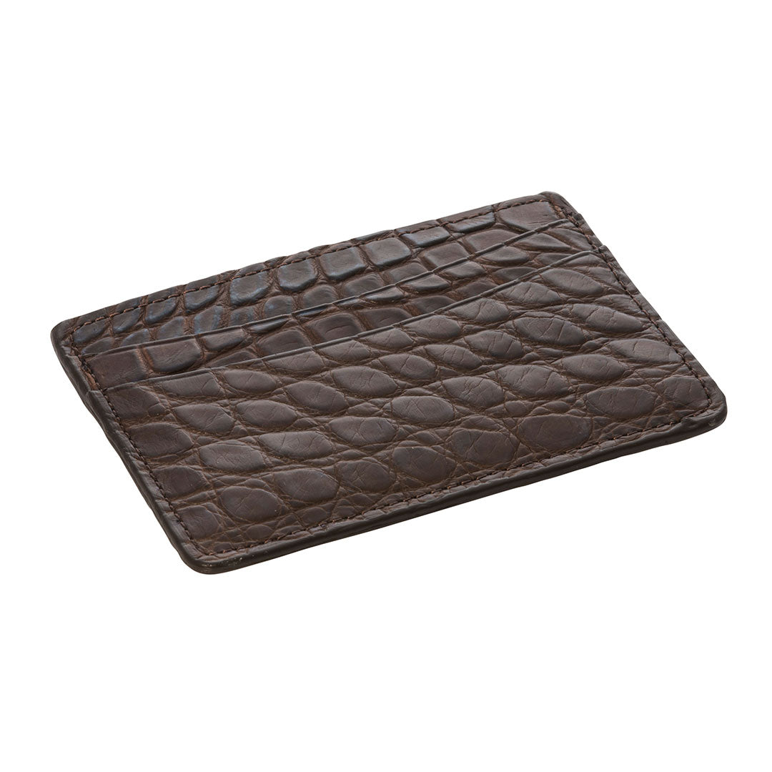 George Campsen Original Matte Dark Brown Alligator Men's Card Holder Case