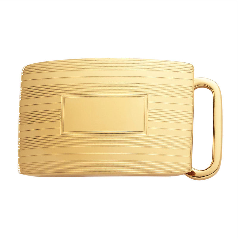 Engine-Turned Gold-Plated Belt Buckle 1″ display picture 1