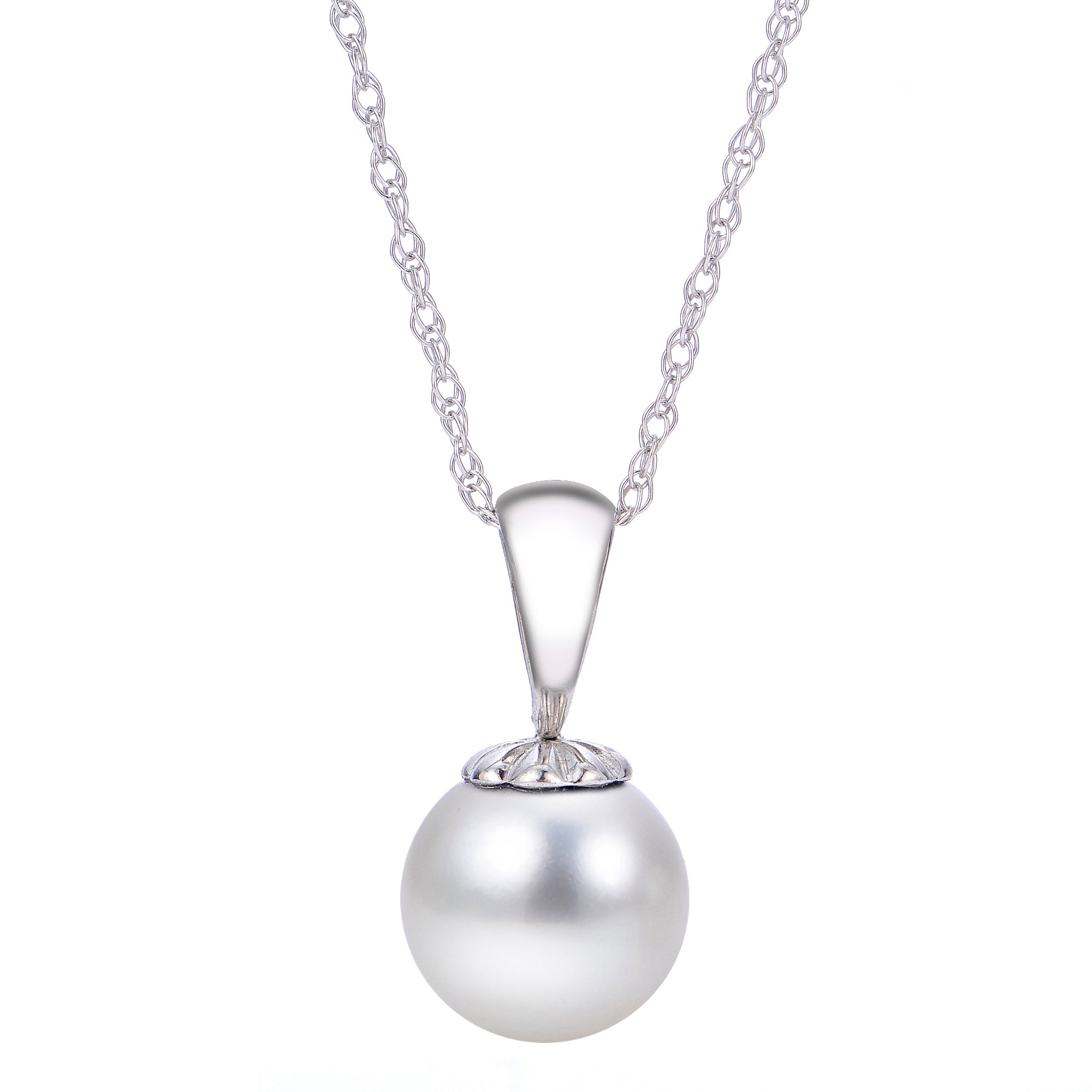 7mm Akoya Pearl 14K White Gold Pendant Necklace