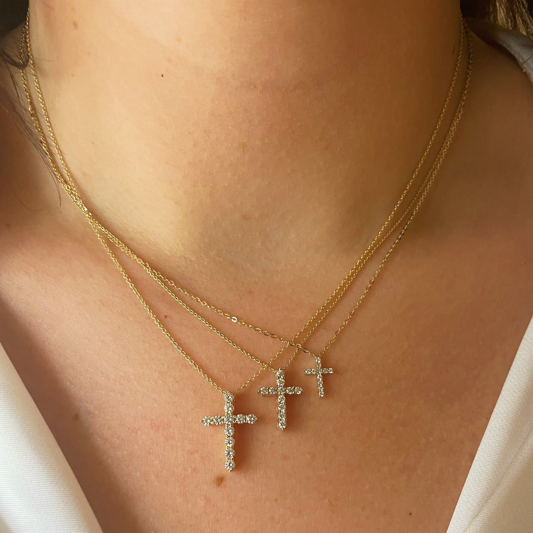 Diamond Cross 14K Yellow Gold Pendant Necklace