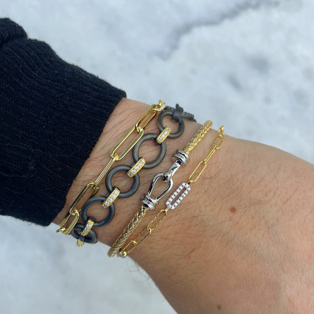 Gold Plated Silver Paperclip Chain Bracelet