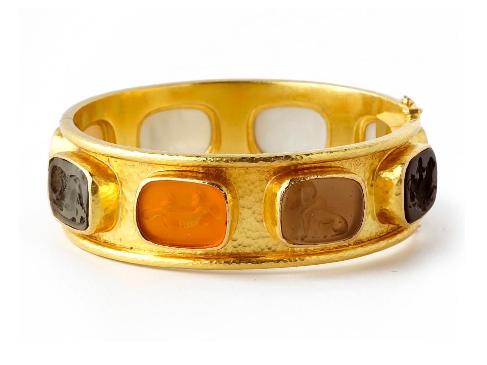Elizabeth Locke Neutral “Antique Animals” Venetian Glass Bangle