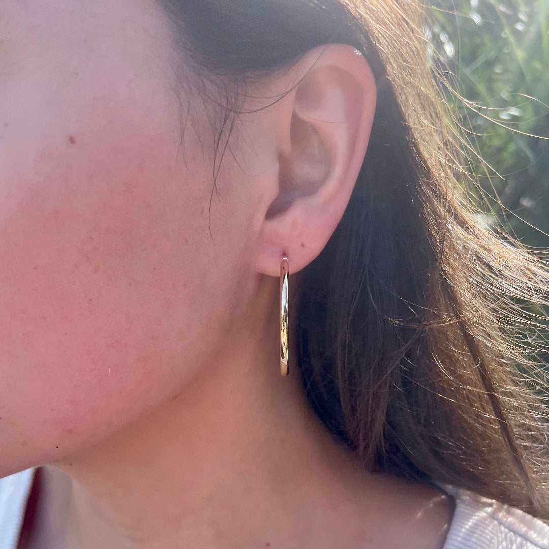 14K Yellow Gold 2.5x35mm Hoop Earrings