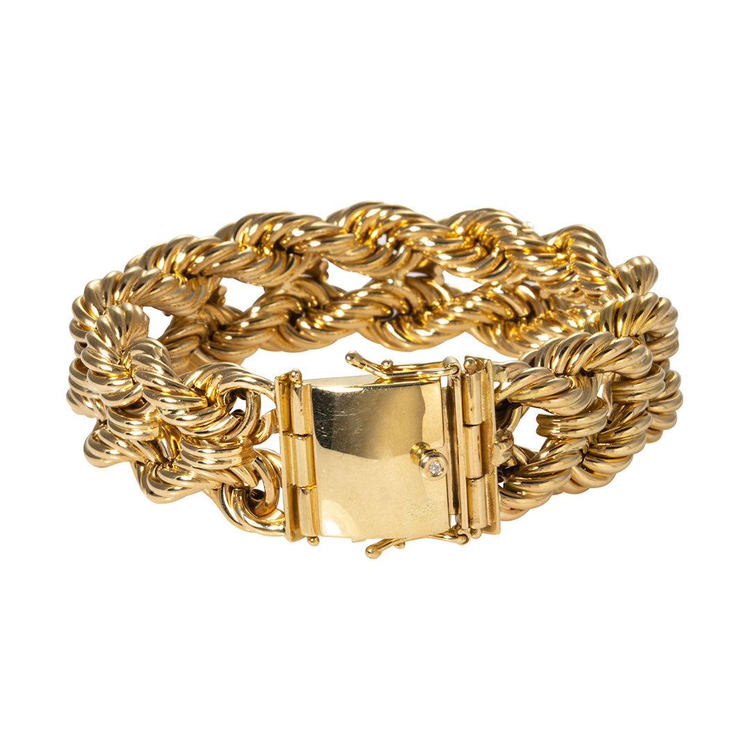 Yellow Gold Double Rope Chain Bracelet 7 - 14K