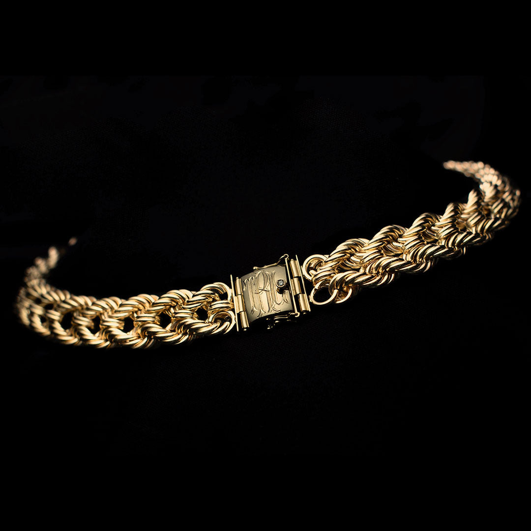 The Club Necklace with hand engraved monogram