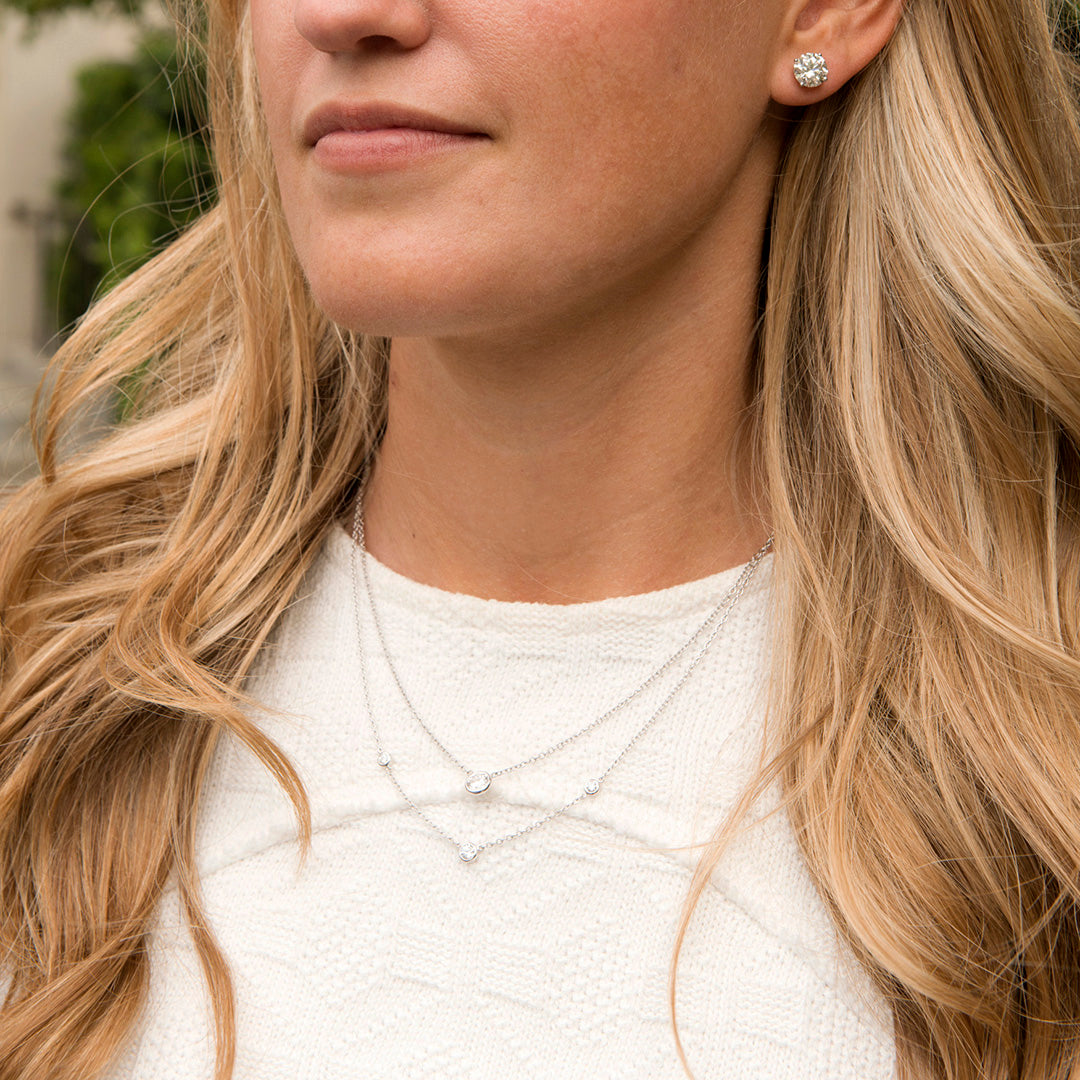 .36ct Diamond by the Yard 3 Station 14K White Gold Necklace