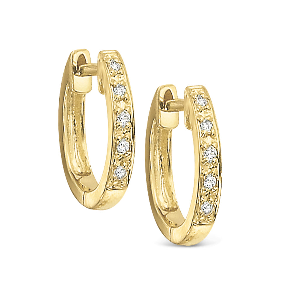 Diamond 14K Yellow Gold Huggie Hoop Earrings