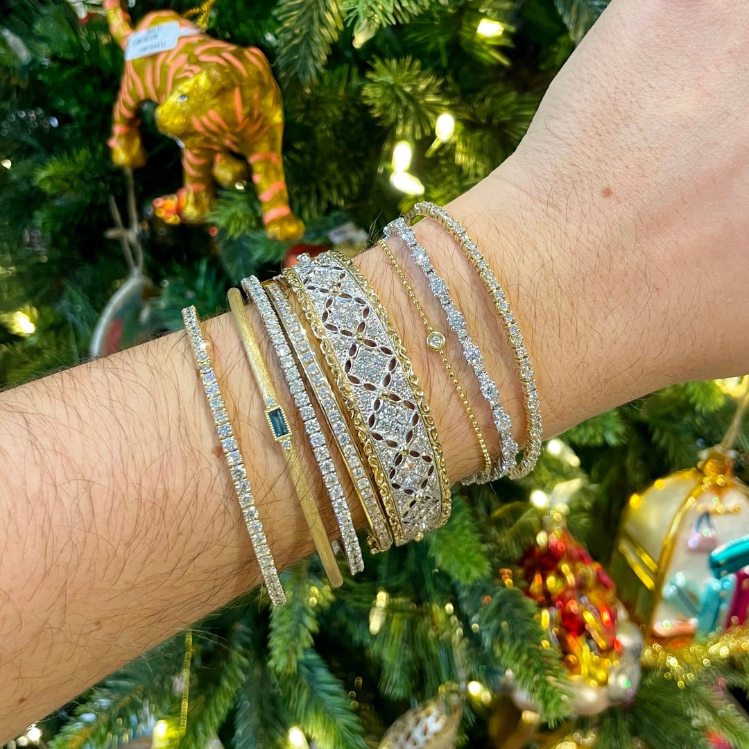 1.28ct Diamond Channel Set 14K Yellow Gold Bangle