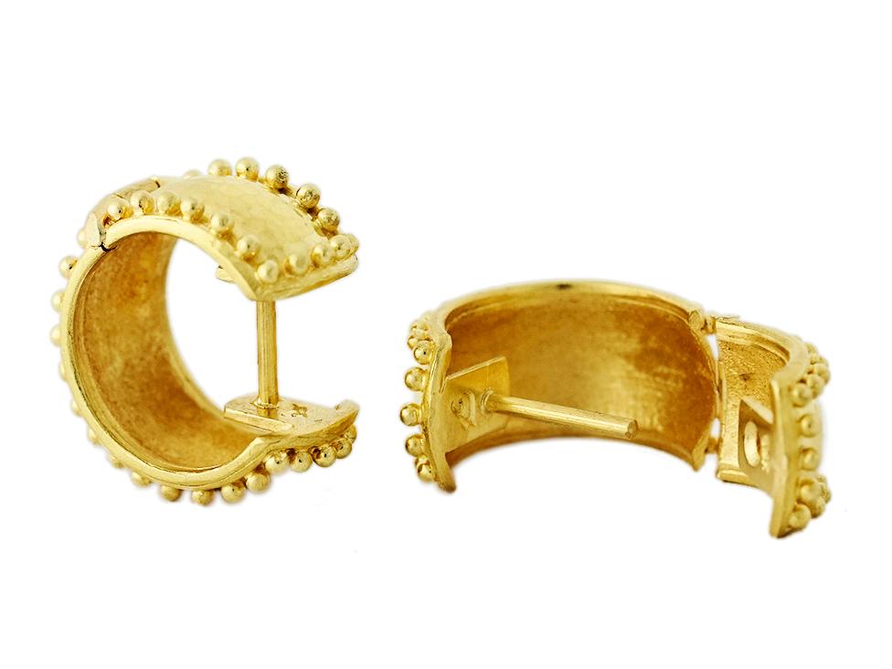 Elizabeth Locke Granulated Curved Wide Hoop Earrings