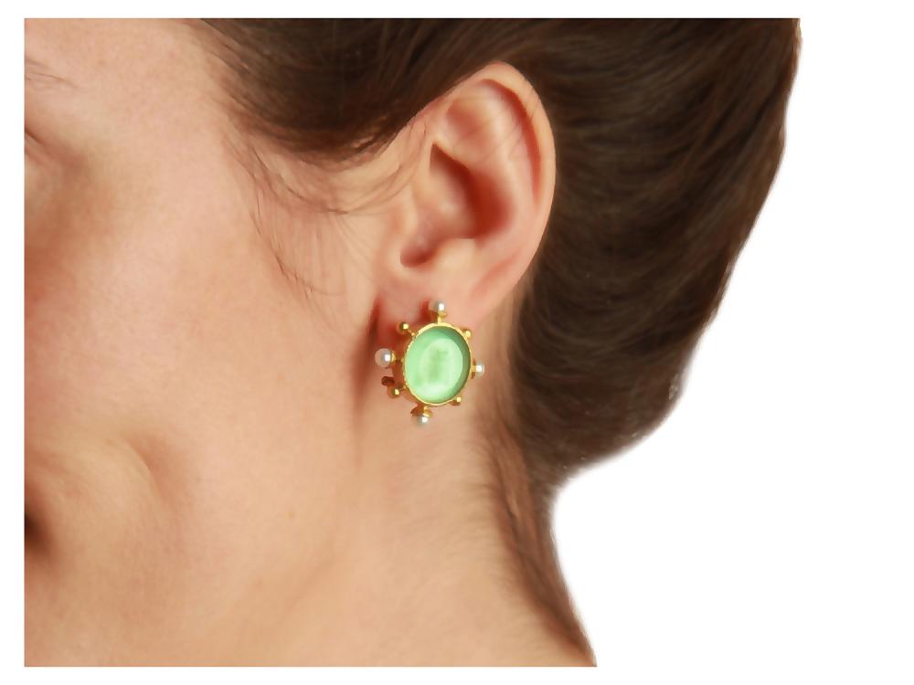 Elizabeth Locke Green “Demel Bee” Pearl Earrings