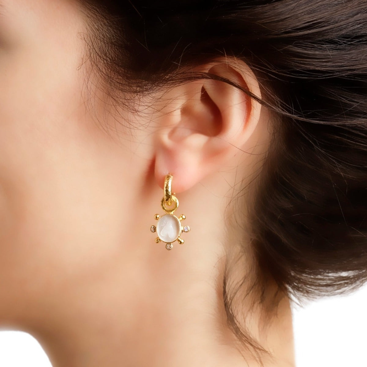 Elizabeth Locke Peacock “Mosca” Moonstone Earring Charms