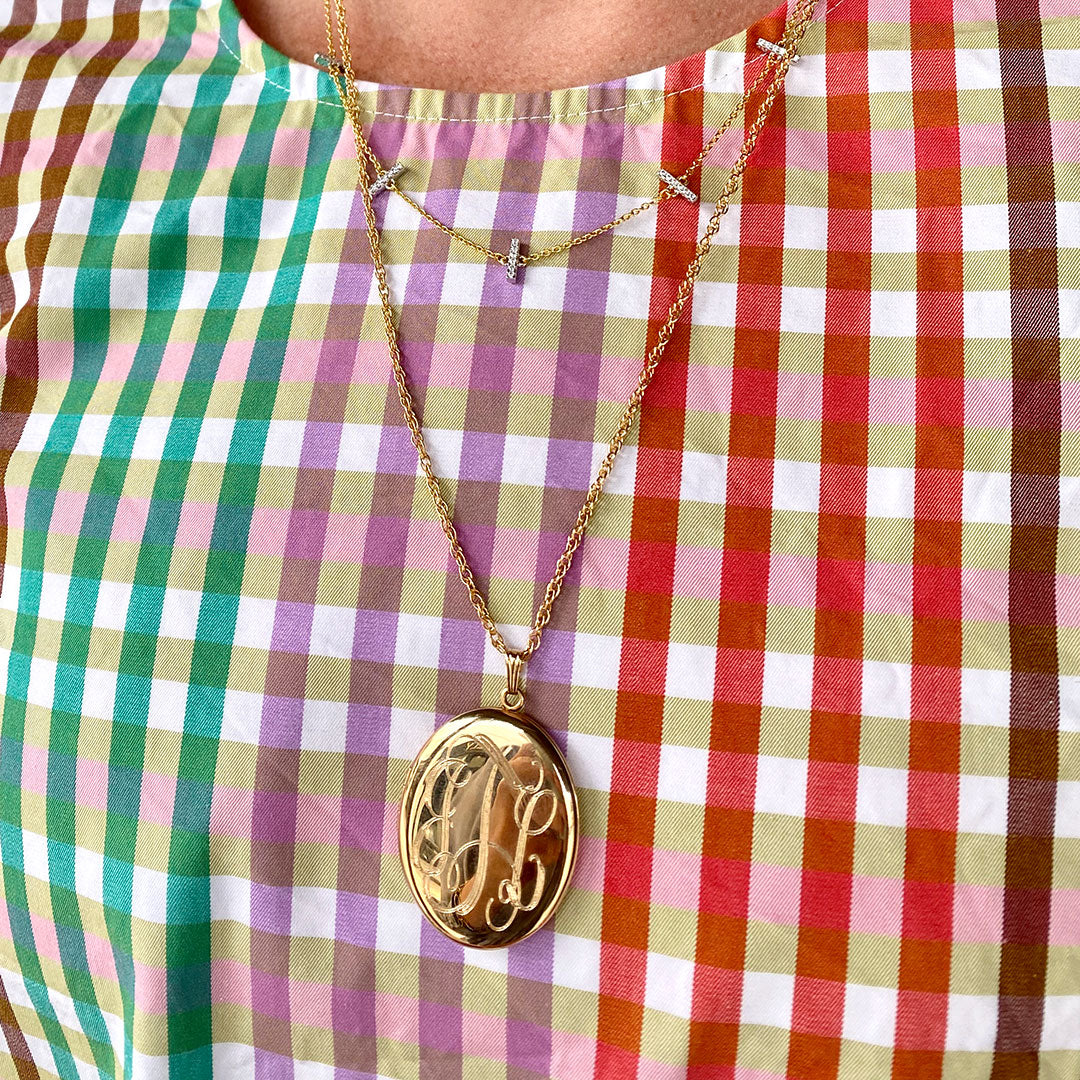 Adult 14K Gold Filled 30x38mm Oval Locket Necklace