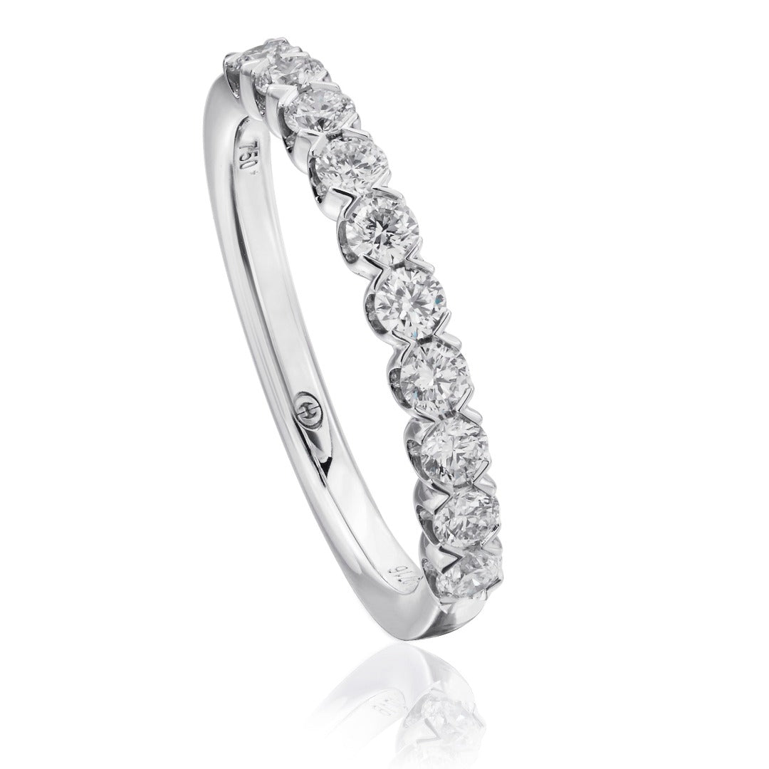 .55ctw Round Diamond 18K White Gold Halfway Band