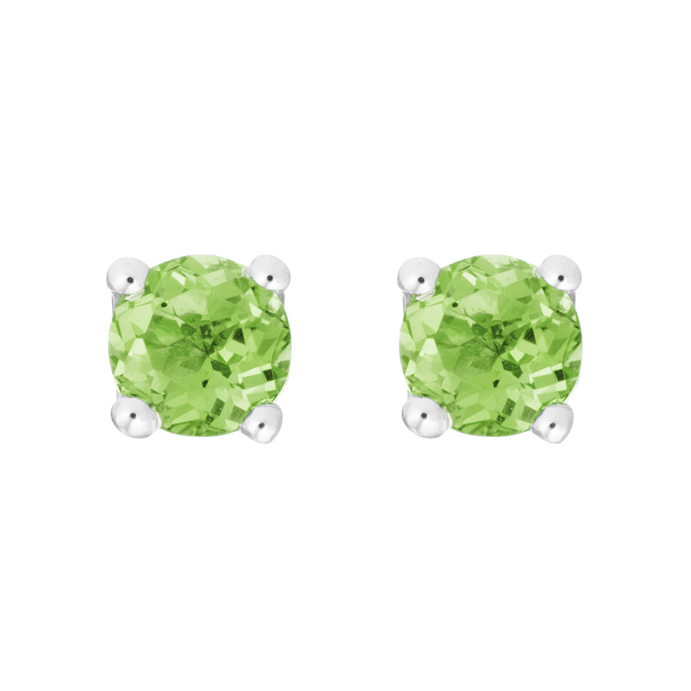 Peridot 14K White Gold 4mm Stud Earrings