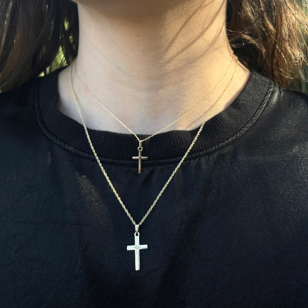 Child 14K Yellow Gold 10x21mm Cross Pendant Necklace