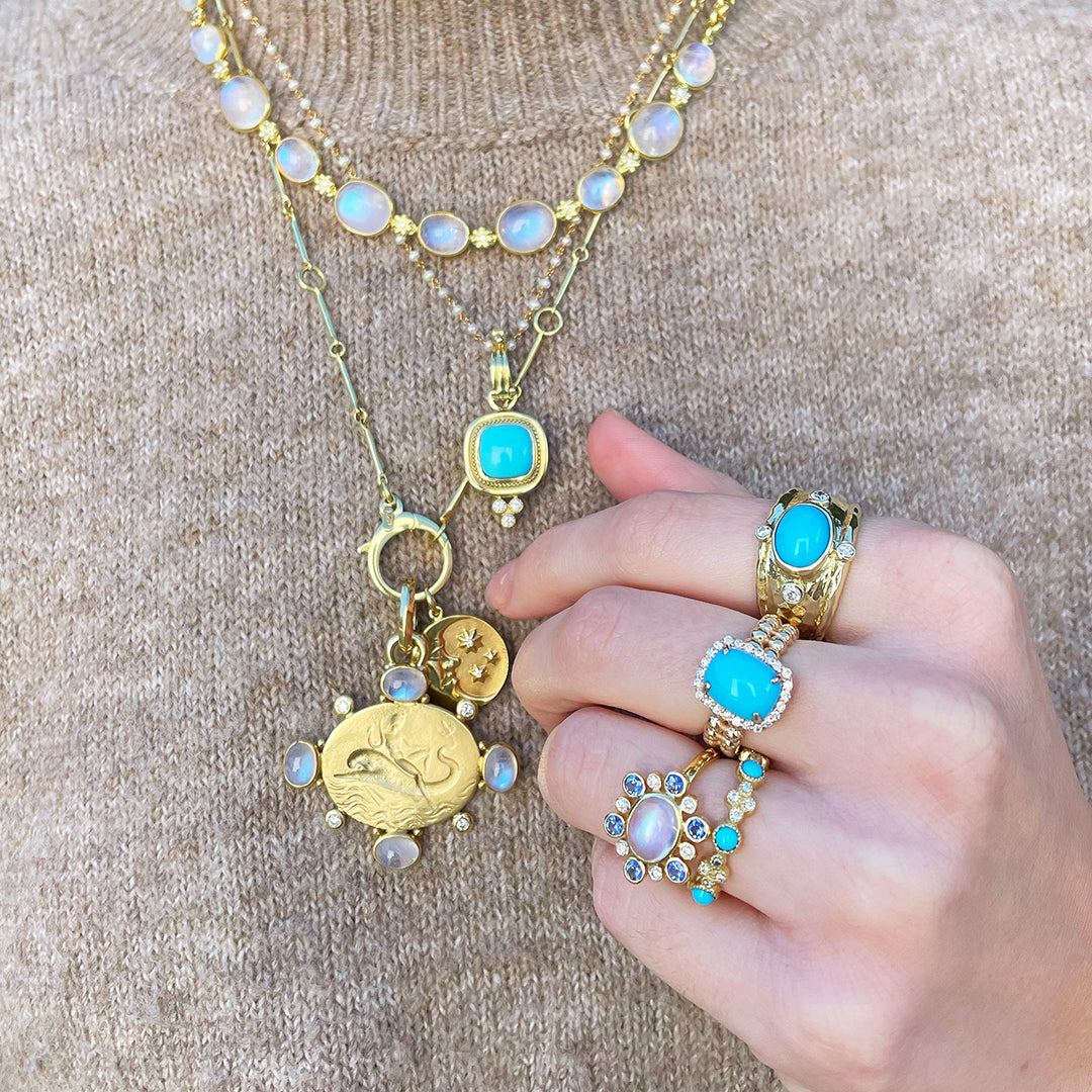 Mazza 14K Yellow Gold Charm Holder Clasp Bar Chain Necklace