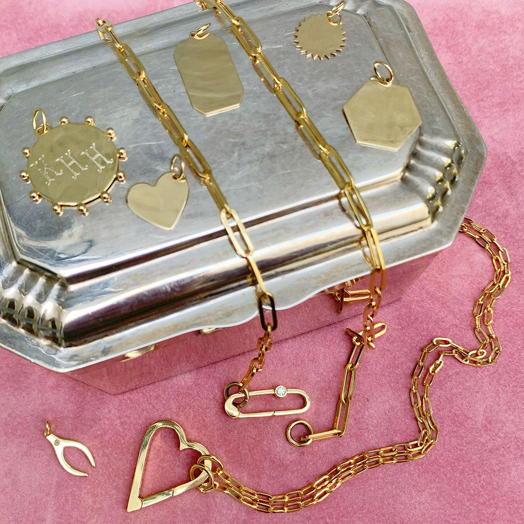 14K Yellow Gold Bead Trim Disc Charm