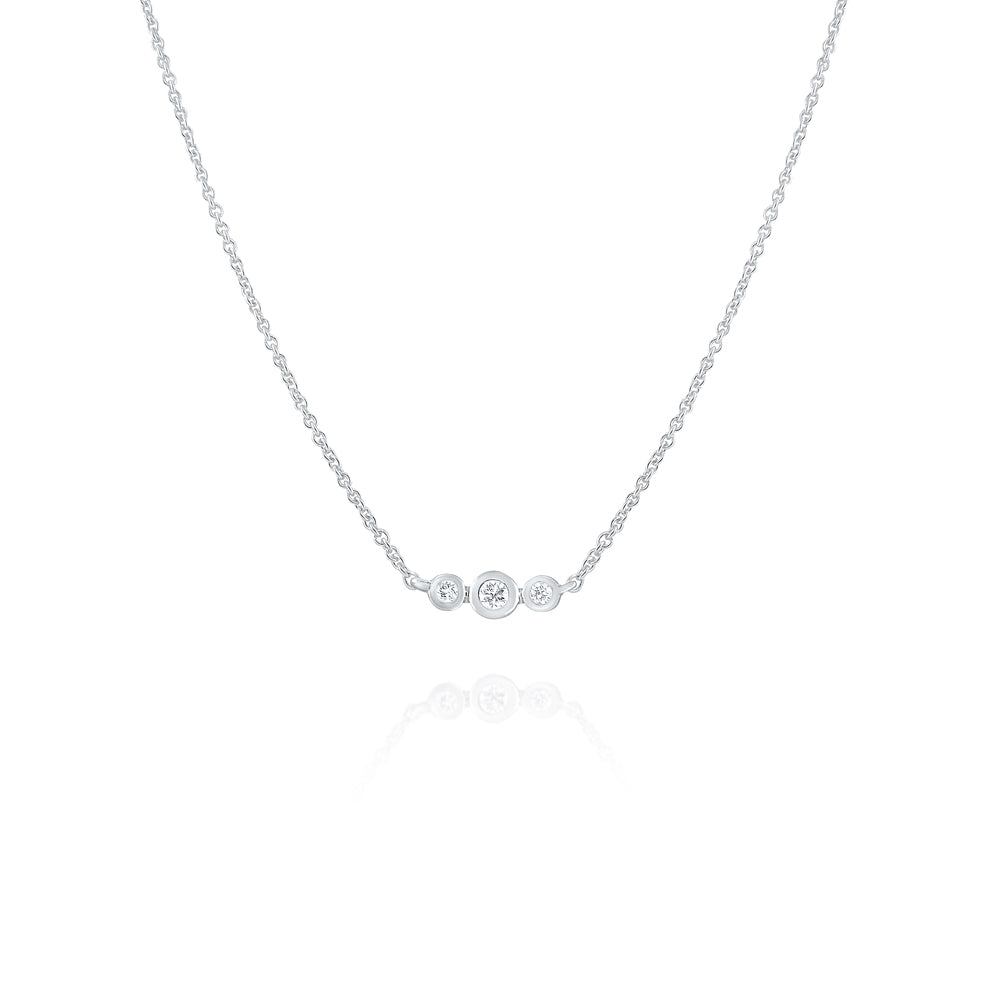 Diamond Bezel Stone 14K White Gold Pendant Necklace