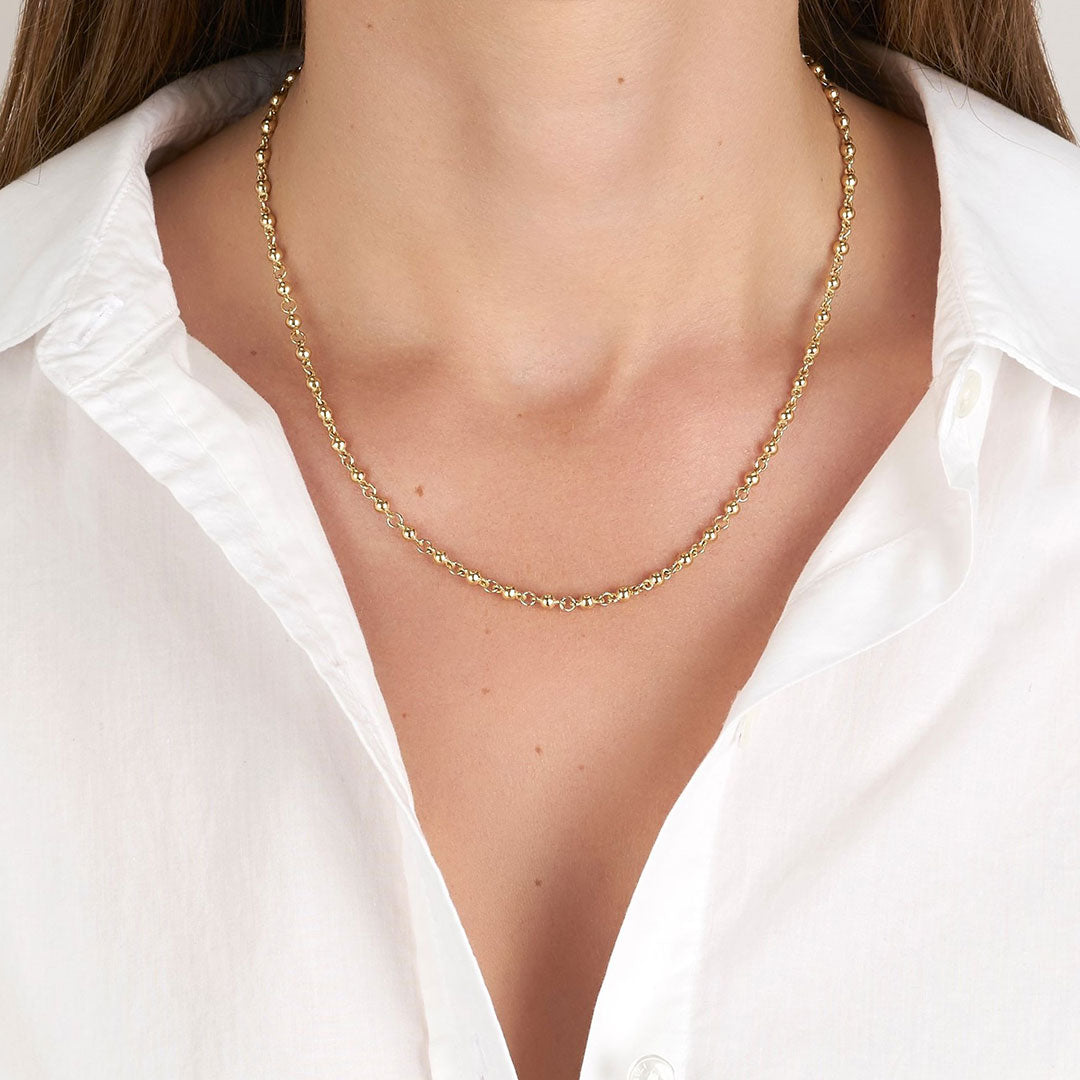 Single Stone Rosary Chain Necklace