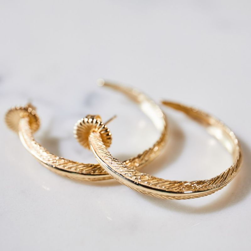 Grainger McKoy 14K Yellow Gold Narrow Feather Earrings