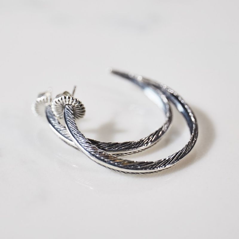 Grainger McKoy Sterling Silver Narrow Feather Earrings