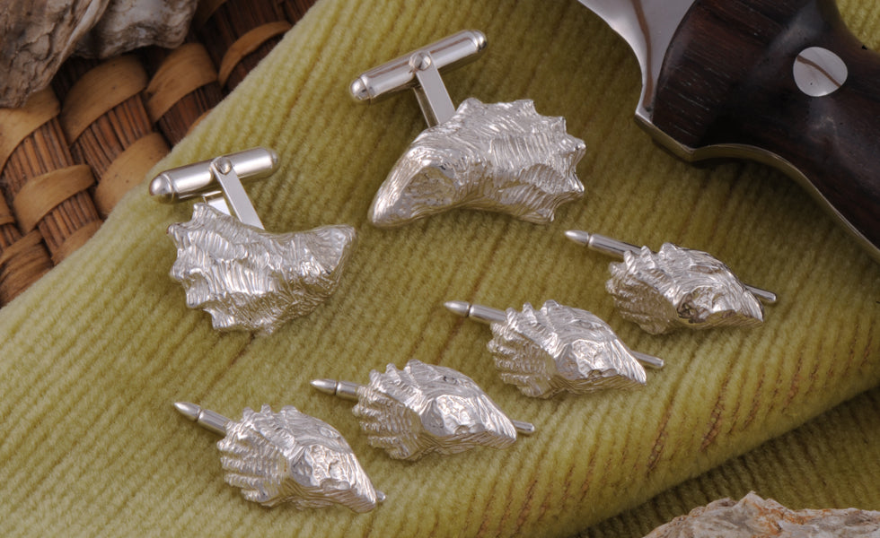 Sterling Silver Oyster Shell Cufflinks Dress Studs
