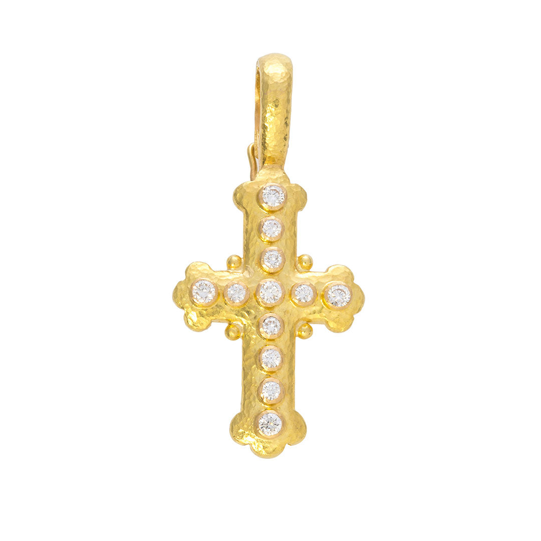 Elizabeth Locke Small Byzantine Cross Diamond Pendant