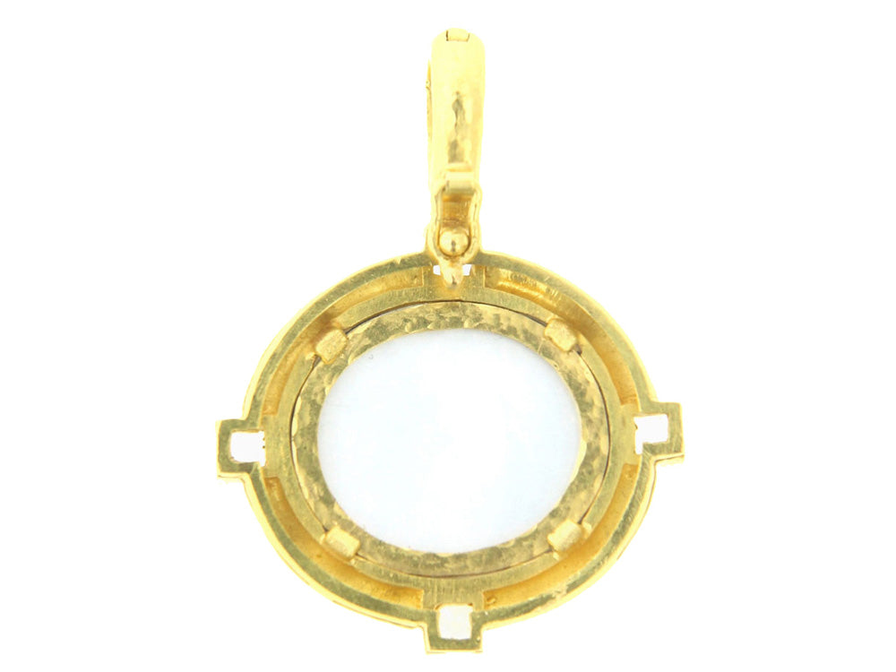 Elizabeth Locke Cerulean Venetian Glass Intaglio “Goddess on Boat” Pendant