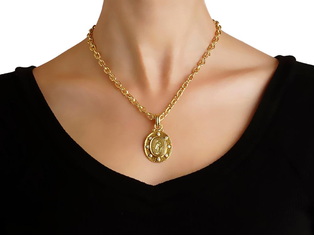 Elizabeth Locke Gold “Crane” Diamond Pendant