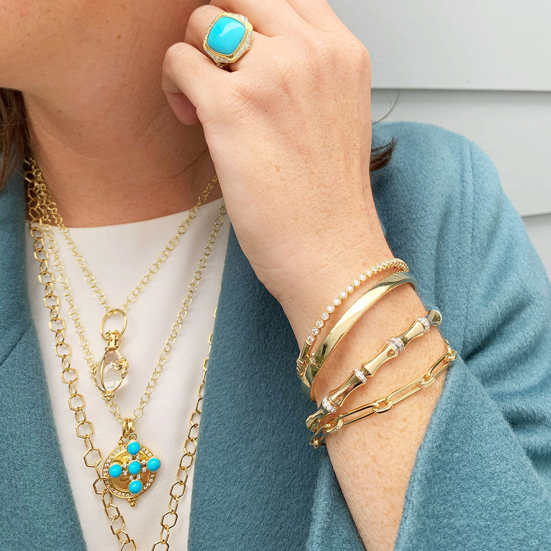 Diamond Pavé Accent 14K Yellow Gold Paperclip Chain Bracelet