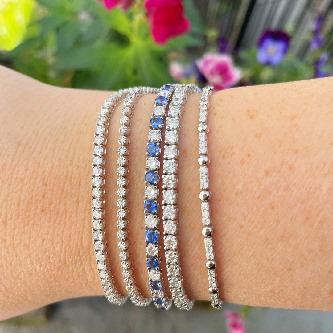 .78ctw Diamond Bezel Set Milgrain 14K White Gold Bracelet