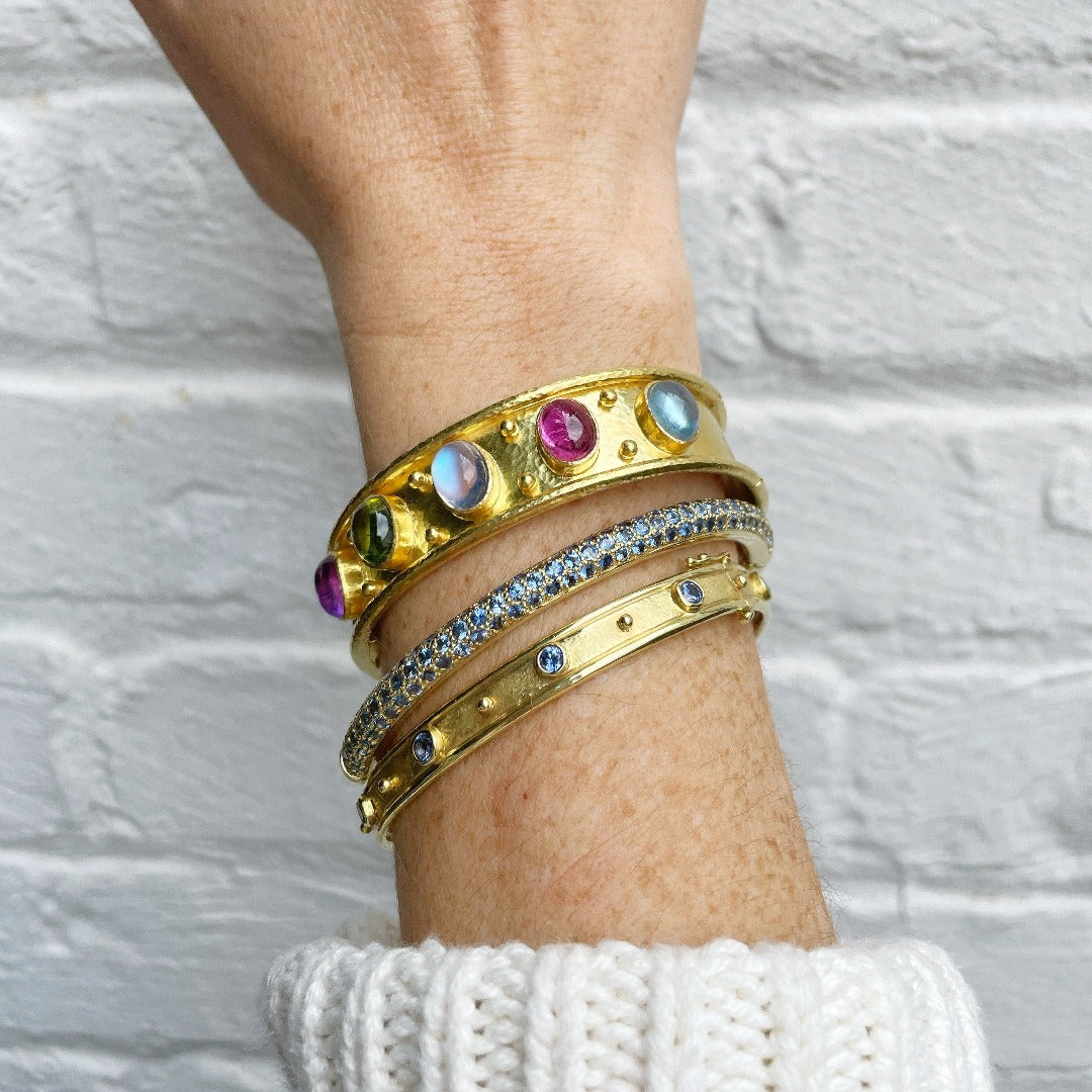 Mazza Blue Sapphire 14K Yellow Gold Bangle