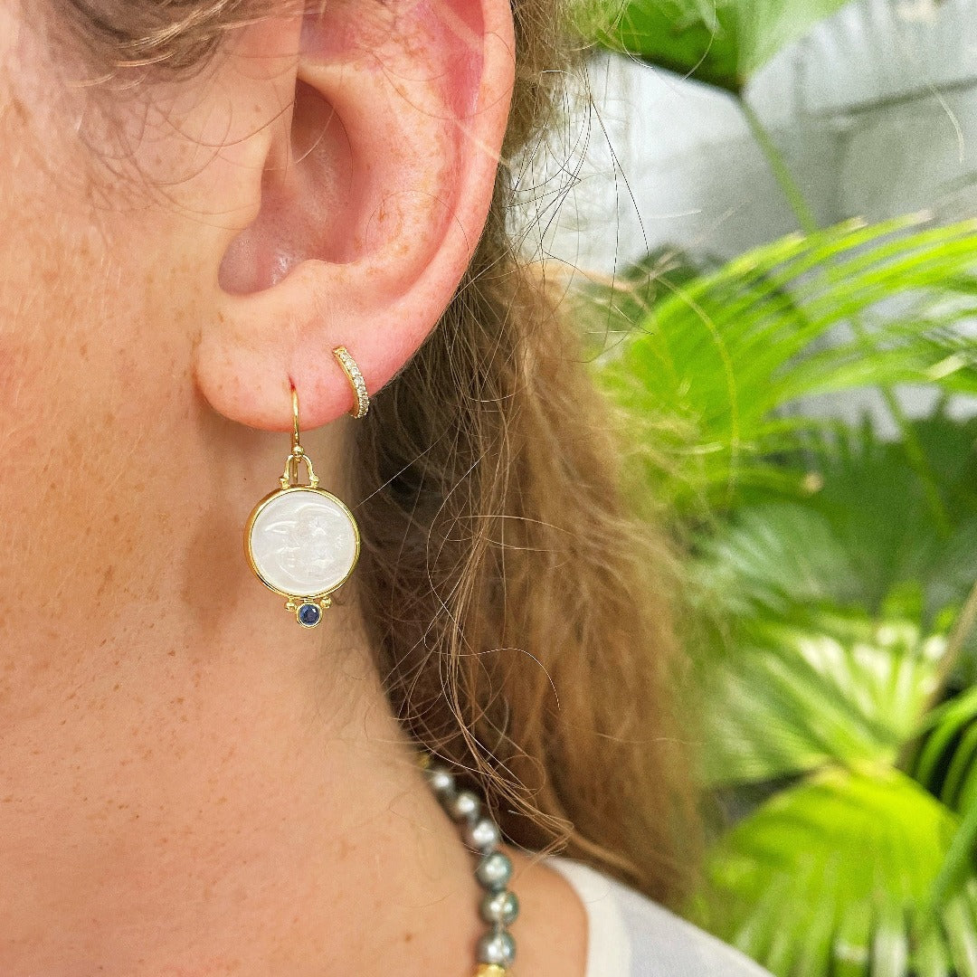 Mazza Crescent Moon Mother of Pearl 14K Gold Earrings