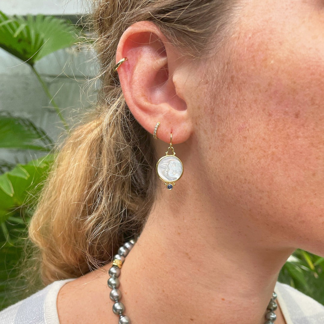 Mazza Crescent Moon Mother of Pearl 14K Gold Earrings
