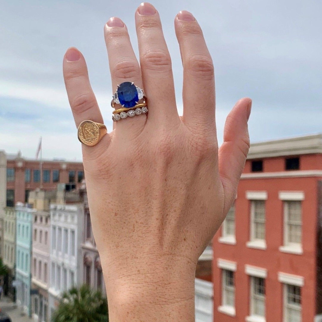 .53ct Diamond Bezel Milgrain Halfway 14K White Gold Band