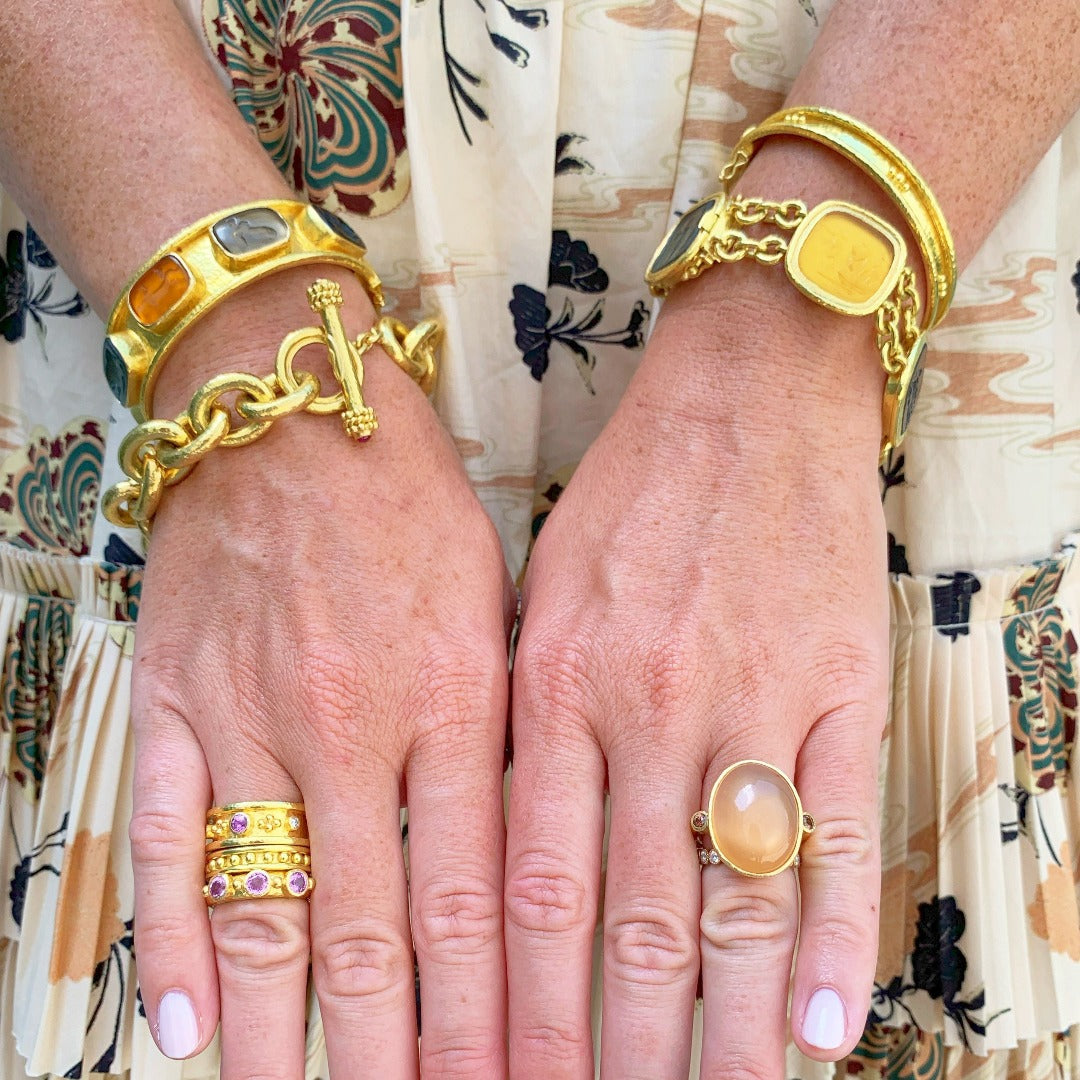 Elizabeth Locke Neutral “Antique Animals” Venetian Glass Bangle