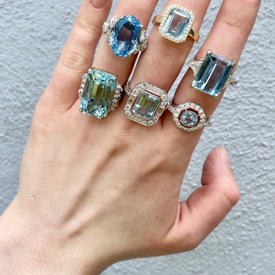 4ct Blue Topaz & Diamond 14K Yellow Gold Ring